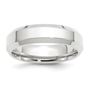 14k White Gold 6mm Beveled Edge Comfort Fit Wedding Band