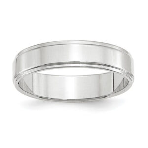 14k White Gold 5mm Flat with Step Edge Wedding Band