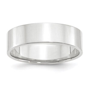 14k White Gold 6mm Lightweight Flat Wedding Band