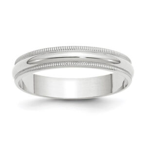 14k White Gold 4mm Lightweight Milgrain Half Round Wedding Band