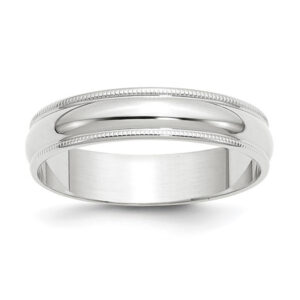 14k White Gold 5mm Lightweight Milgrain Half Round Wedding Band