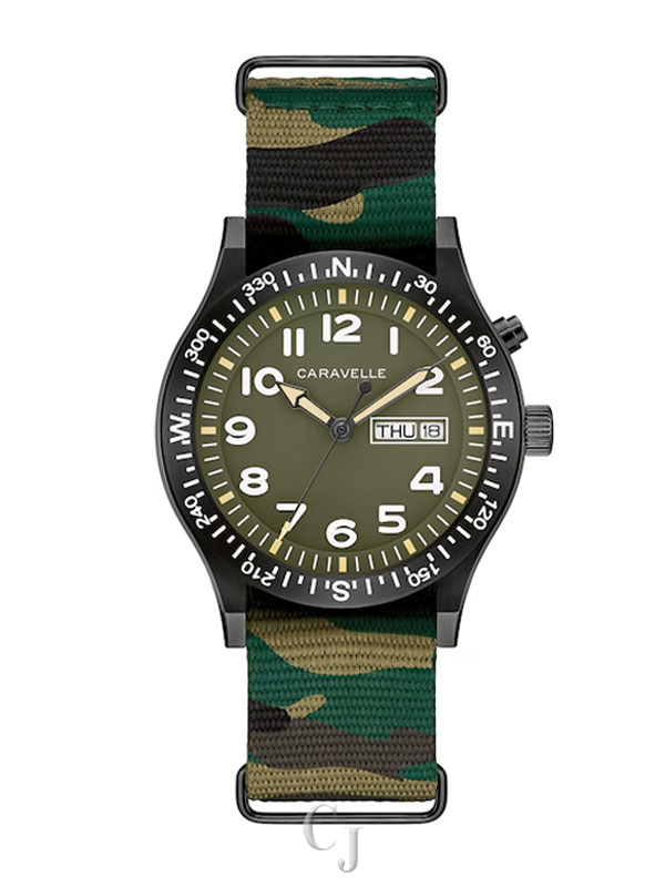 CARAVELLE BY BULOVA GREEN DIAL WATCH 45C121