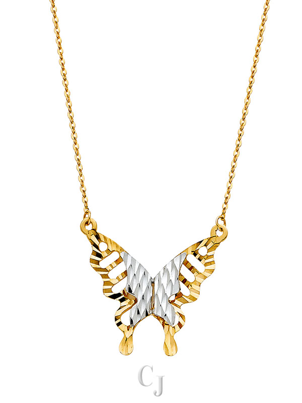 14K 2T Butterfly Necklace