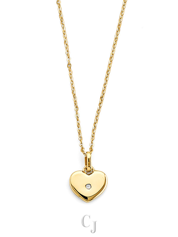 14KY CZ Heart Charm Necklace