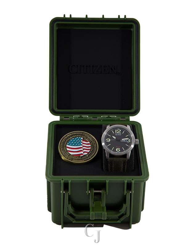 CITIZEN BLACK DIAL W/GREEN NYLON STRAP MEN’S WATCH BM8570-09E - Image 2