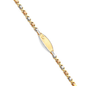 14K 3C Light Stampato ID Bracelet for Junior