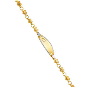 14K 2T Stampato Oval Baby ID Bracelet