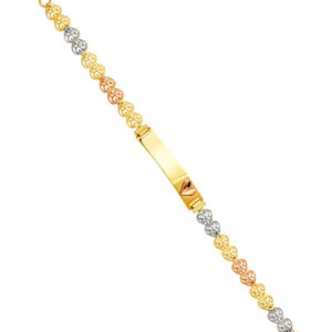14K 3C Herat Link Heart Baby ID Bracelet