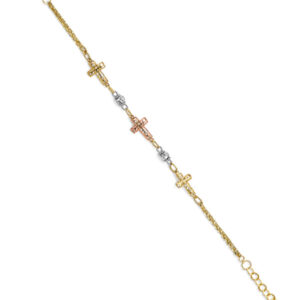 14K 3C Cross Baby Bracelet
