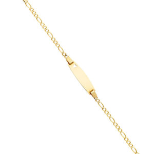14KY 060 Figaro 3+1 Baby Oval ID with Heart Bracelet