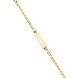 14K 080 Cuban WP Baby Oval ID with Heart Bracelet