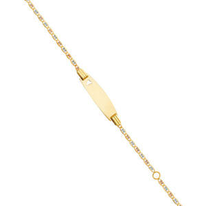 14K 040 Valentino 3C ST DC BB Oval ID with Heart Bracelet