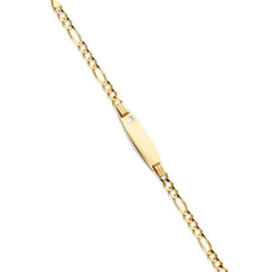14KY Figaro 3+1 100 Oval Baby ID Bracelet