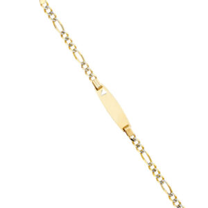 14K Figaro 3+1 100 WP Oval Baby ID Bracelet
