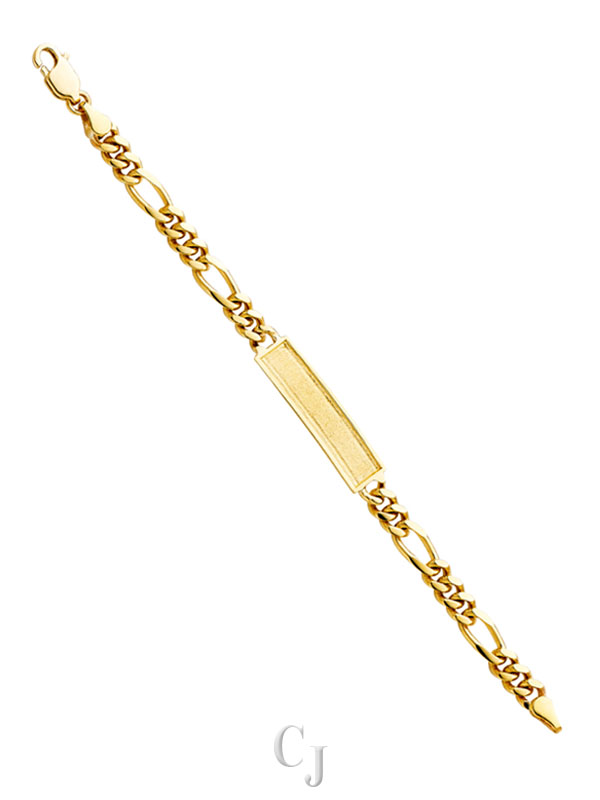 14KY Figaro Frame Junior ID Bracelet