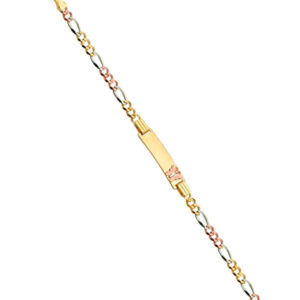 14K 3C Figaro 3+1 080 Butterfly Baby ID Bracelet