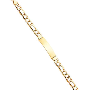 14KY Stamp Figaro Link ID Bracelet