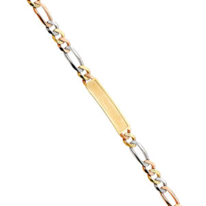 14K 3C DC Figaro Frame ID Bracelet