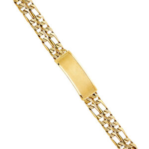 14KY 2L Nugget Figaro Link Frame ID Bracelet