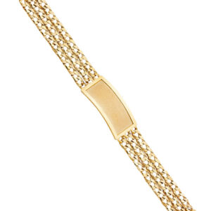 14KY 3L Light Nugget Cuban Link Frame ID Bracelet