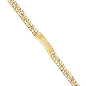 14KY 2L Light Nugget Cuban Link Frame ID Bracelet