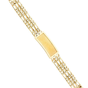 14KY 3L Light Figaro Link Frame ID Bracelet