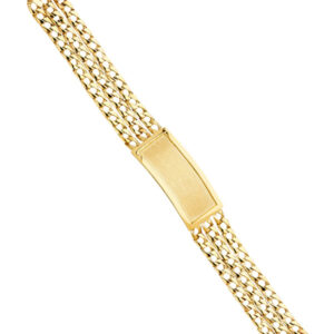 14KY 3L Light Cuban Link Frame ID Bracelet