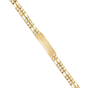 14KY 2L Light Figaro Link Frame ID Bracelet