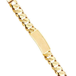 14KY Nugget Cuban Link Frame ID Bracelet