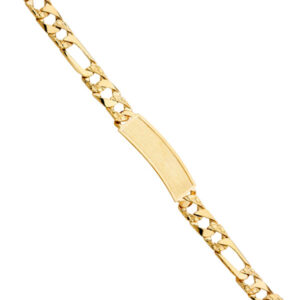 14KY Nugget Figaro Link Frame ID Bracelet