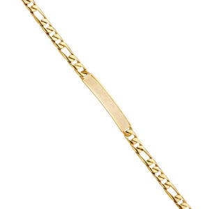 14KY Figaro Link Frame ID Bracelet
