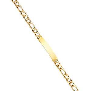 14KY Nugget Figaro Link ID Bracelet