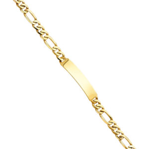 14KY Figaro Link ID Bracelet