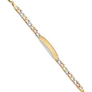 14K 3C Light Nugget Figaro Link F Baby ID Bracelet