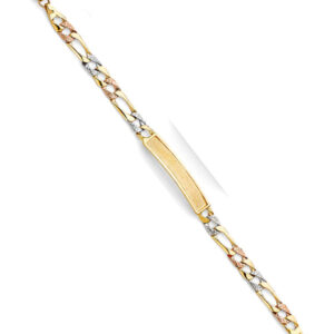 14K 3C Light Nugget Cuban Link F Baby ID Bracelet