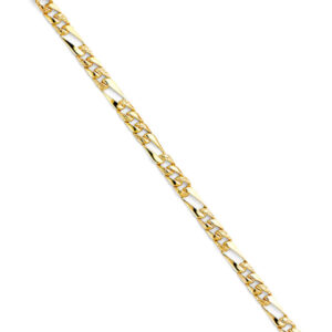 14KY Stamp Nugget Figaro Link Bracelet