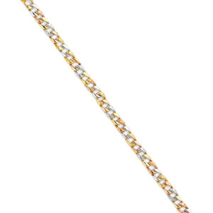 14K 3C Stamp Nugget Cuban Link Bracelet