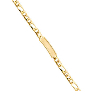 14KY Stamp Nugget Figaro Link F Baby ID Bracelet