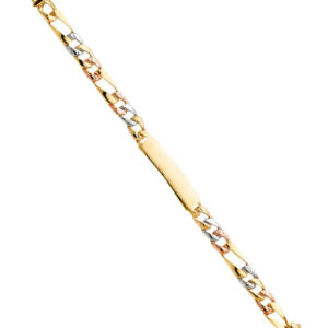 14K 3C Stamp Figaro Link Baby ID Bracelet