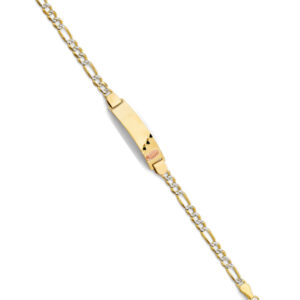 14K 2T Figaro WP Guadalupe ID Bracelet