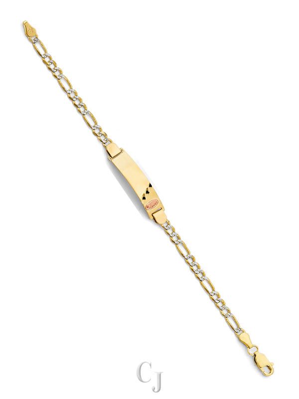 14K 2T Figaro WP Guadalupe ID Bracelet
