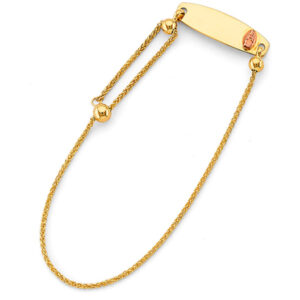 14K 2T Adjustable Guadalupe ID Bracelet