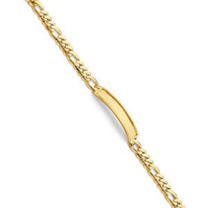 14KY Figaro Link Frame ID Bracelet