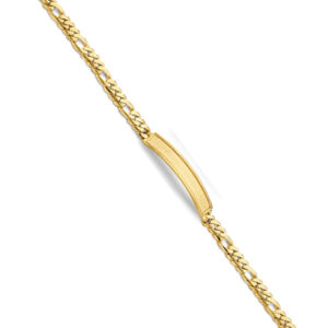 14KY Figaro Link Frame ID Bracelet
