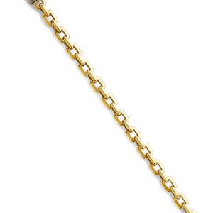 14KY Fancy Hollow Link Monaco Bracelet with CZ Lock