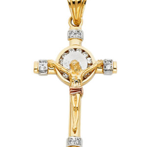 14K 3C CZ Crucufix Pendant