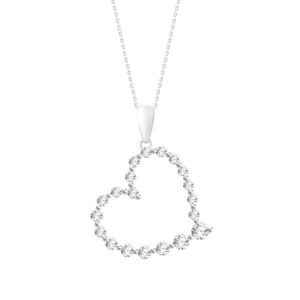 LADIES PENDANT WITH CHAIN 0.50CT ROUND DIAMOND 10K WHITE GOLD