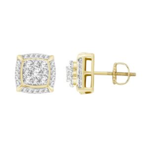 LADIES STUD EARRINGS 0.50CT ROUND DIAMOND 10K YELLOW GOLD