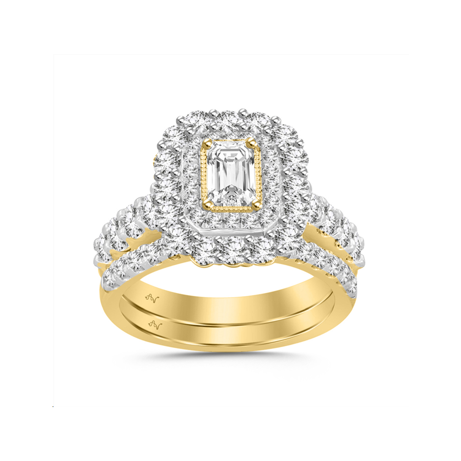 LADIES BRIDAL SET 2.00CT ROUND DIAMOND 14K YELLOW GOLD