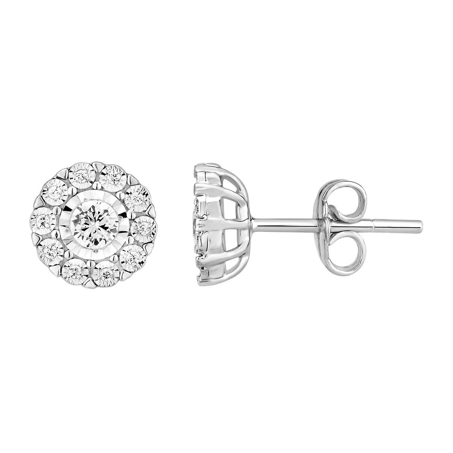 LADIES EARRINGS 0.50CT ROUND DIAMOND 10K WHITE GOLD